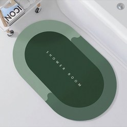 Supe 흡수성 목욕 바닥 매트 규조토 진흙 부드러운 규조토 목욕 매트 빠른 건조 욕실 깔개 미끄럼 입구 현관 매트 Dropshippin, oval green, 400MMx600MM, 1개