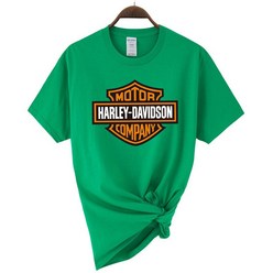 Harley Davidson 할리 데이비슨 여름 남성면 크루 넥 짧은 소매T티셔츠 남자 패션 짧은 소매T셔츠 느슨한 스포츠 캐주얼 탑, XXXL, 녹색.