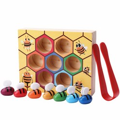 몬테소리 꿀벌 트랩 게임 클립 비즈 어린이 로직 집중 미세 모터 훈련 교육 보조 어린이용 교육용 장난감, [01] Bee Toy Set, 01 Bee Toy Set
