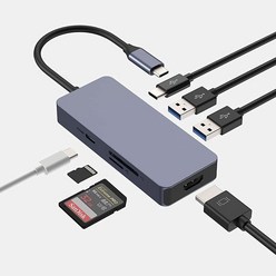 USB C 허브 HOPDAY 어댑터 7 in 1 듀얼 모니터 멀티포트 to HDMI 4K 3.0 USB-A/C 포트 100W PD SD/TF 카드 리더기 맥북 프로/에어 아이맥 프