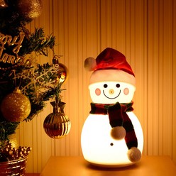 행운이네 크리스마스 장식 조명 인테리어 실리콘 눈사람 무드등 컬러변환, 레드