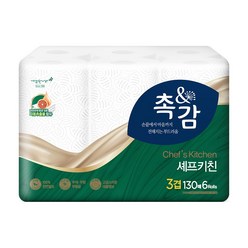 깨끗한나라 촉앤감 셰프 키친타올 130매, 6개입, 1팩