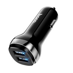 HOCO 미니 4.8A USB 차량용 충전기 iPhone Xiaomi 태블릿 GPS 고속 충전기 차량용 충전기 차량용 듀얼 USB 차량용 전화 충전기 어댑터, 보여진 바와 같이, 검은색