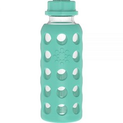 Lifefactory 255 g(9 온스) BPA 프리 유리 물병 플랫 캡 및 실리콘 슬리브 라즈베리, Kale