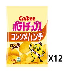 일본 가루비 감자칩 포테이토칩 콘소메펀치 60g 12개 한박스세트 포테포칩 가장최근제조 상품 발송