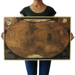 어가네닷컴 레트로 대형 세계지도 은하계 지구 옛지도 포스터, W019-화성지도