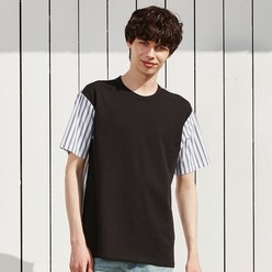 코디갤러리 by STCO 소매&등판 셔츠 배색 반팔 티셔츠