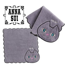 안나수이 고양이 페이스 타월 손수건 (그레이) / anna sui cat towel hankie-BY PATTYIAN