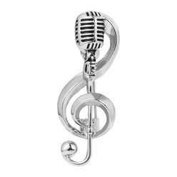 for Creative Microphone Brooch Music Note Enamel Pin Alloy Bag Clothes Lapel Pin, 은