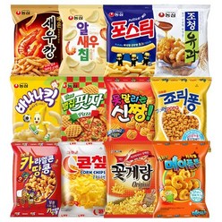 인기과자12종B세트(매운새우깡+알새우칩+포스틱+조청유과+벌집핏자+신짱+죠리퐁+카라멜콘땅콩+콘칩+꽃게랑+카라멜메이플콘+곡물21), 1세트