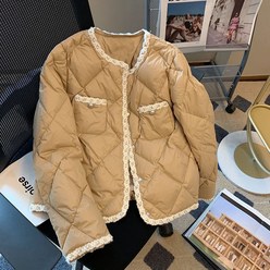 경랑배딩 라운드넥 누빔 패딩 점퍼 자켓 겨울 여성 아우터 숏패딩 코트