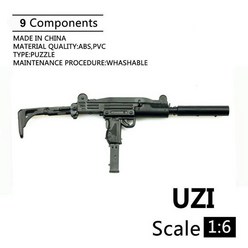 프라모델 16 스케일 MP40 기관단총 세계 대전 플라스틱 조립 된 총기 퍼즐 4D 모델 12 액션 피규어 군인 장난감, [12] UZI
