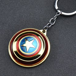 [JS멀티샵] 마블 어벤저스4 토르 스톰브레이커 묠니르 스파이더맨 캡틴아메리카 방패 열쇠고리 키링, 8. 캡틴 아메리카 골드, 1개