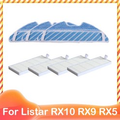 Listar RX10 RX9 RX5 로봇 진공 청소기 롤러 메인 사이드 브러시 Hepa 필터 걸레 교체 예비 부품 액세, [10] 5 filters, 13.Set 10