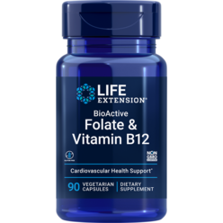 라이프익스텐션 바이오액티브 폴레이트 & 비타민 B12 베지테리안 캡슐, 1개, 90정