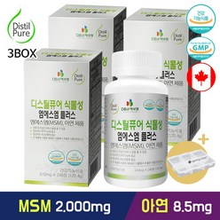 MSM 아연 무릎 관절 영양제 2000 mg x 240정 식이유황 고함량 엠에스엠 2개월분 알약통 증정, 3개, 240개