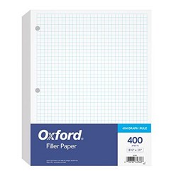 Oxford Filler Paper 8-1/2” x 11” 4 x 4 Graph Rule 3-Hole Punched Loose-Leaf Paper for 3-Ring Bin, 1