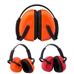 [홍스비]간편한 접이식 소음받지 귀마개 헤드셋형 공장 예초기사용 소음이 많은 작업환경, 1개, 오렌지