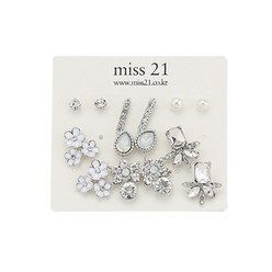 MISS21 델버 은침 세트 귀걸이 귀찌 set (er2148)