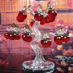 마스터즈 레드 크리스탈 사과 나무 모형 선물 장식품 공예품, 1번 3cm12개 사과 투명나무