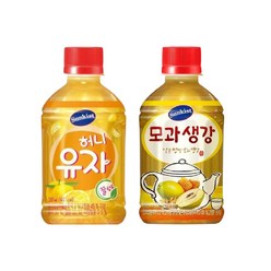 썬키스트 허니유자+모과생강 280mlx24펫(각12펫씩) 꿀음료, 280ml x 각 12개