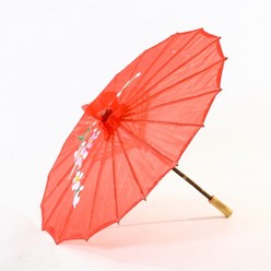 지우산 지양산 한국 전통 우산 어 빨간색 바닥 복숭아 꽃 태양 파라솔 대나무 천으로