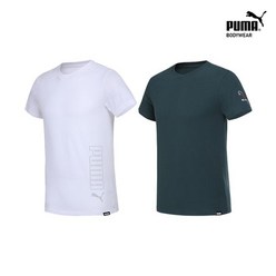 PUMA (푸마바디웨어) NS단독 [푸마] 반팔 언더셔츠 1+1 (화이트+딥그린)