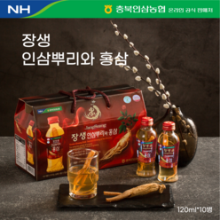 인삼 뿌리와 홍삼, 120ml, 10개입