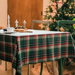 은꽃밴드 크리스마스 체크 테이블보 식탁보 그린 레드 사이즈 7종, 6인(140*200cm)