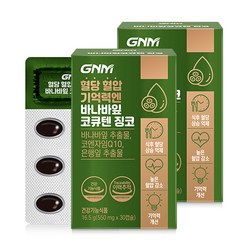 GNM 혈당 혈압 기억력엔 바나바잎 코큐텐 징코 / 코엔자임Q10 바나바잎추출물 은행잎추출물, 2박스, 30캡슐