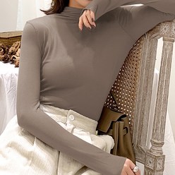 이너피아 모달 반폴라 여자 슬림 이너티 목폴라 반목 긴팔 티셔츠