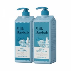 밀크바오밥 세라 샴푸 오션브리즈 1200ml+바디워시 오션브리즈 1200ml, 1세트, 1.2L