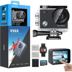 아카소 액션캠 V50X Action Cam 4K30FPS with 64GB U3 Memory Card Underwater Camera WiFi 40M Ice Anti Shake 4, V50 X with 64GB memory card