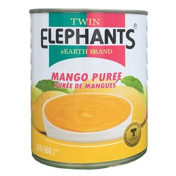 [태국] TWIN ELEPHANTS 망고퓨레 통조림 565g / MANGO PUREE 망고 빙수 베이킹, 560g, 1캔