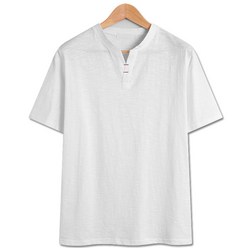 남성용 스티치 차이나 헨리넥 반팔 티셔츠 (RI001)