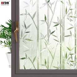 무늬 불투명 유리 시트지 반투명 창문 사생활 보호 필름 3d 창 자체 접착 비닐 장식 창 스티커 홈 대나무, 60x200cm