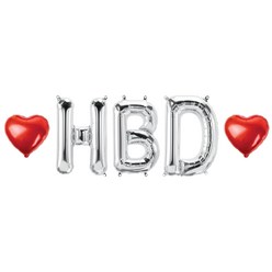 HBD 알파벳 문자 레터 글씨 은박 호일 풍선 하트 세트 생일 이벤트 기념일 축하, 05.실버-HBD