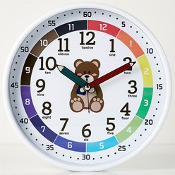 시그너스 레인보우 넘버 어린이 교육용 벽시계 인테리어 시계 유치원 교육용 시계, 곰돌이, 곰돌이