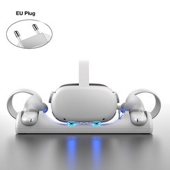 오큘러스 퀘스트 2 VR 안경 헤드셋 핸들 컨트롤러용 충전 독 충전기 스테이션 스탠드 베이스 세트 메타, 한개옵션1, 01 EU Plug