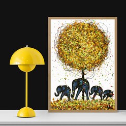 행복한 코끼리 4 돈 들어오는 인테리어 그림 행운의 장식품 풍수 포스터