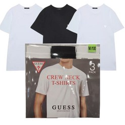 게스 남성 면스판 기본 반팔 라운드 티셔츠 3매세트(1PACK) 게스 포인트 로고 남자 여름 겨울 이너 티셔츠