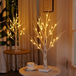 자작나무 LED 무드등 크리스마스 트리장식 인테리어 감성트리 미니조명 전구, 자작나무LED트리