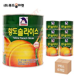 푸드올마켓_ 펭귄 황도슬라이스 3kg 한박스 (3kg x 6ea), 6개