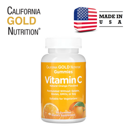 California Gold Nutrition 비타민C 구미젤리 천연 오렌지 향 젤라틴 무함유 구미젤리 90개, 1개