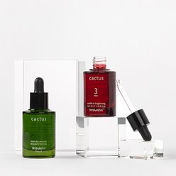 유기농 천연 3분 매직 선인장 주름 세럼 33ml 1개 +72시간 수분 보습 초록 선인장 세럼 50ml 1개, 초록앰플 1개+매직앰플 1개