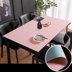 [제이지하우스] 방수 가죽 식탁보 테이블보, 핑크&스카이블루, 90x180cm