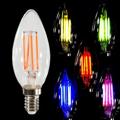 비츠온 LED 칼라 촛대구 에코 4W E14 램프-녹색 빨강색 보라색 파란색 노란색, 1개, 레드