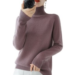 여성 가을겨울 목폴라티 니트 단색 긴팔티 스웨터 Women's sweater