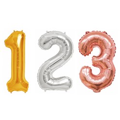 컬러룬 숫자 은박 풍선 소 파티 기념일 생일 로즈골드 3번, 1개