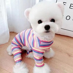 라라펫 강아지옷 줄무늬 올인원 티셔츠 애견가을옷, 레드(올인원)